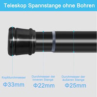 Aiitomg Teleszkópos Függönykarnis 190-360 cm, Fúrás Nélkül, Fekete - 190-360CM(1Stück), Black 6