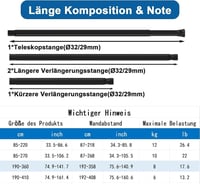 Aiitomg Teleszkópos Függönykarnis 190-360 cm, Fúrás Nélkül, Fekete - 190-360CM(1Stück), Black 3