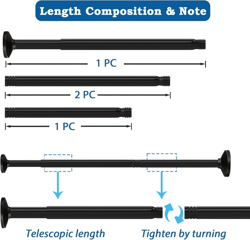 Aiitomg Zuhanyfüggöny Rúd Fúrás Nélkül 85-160cm Ezüst Φ25mm
