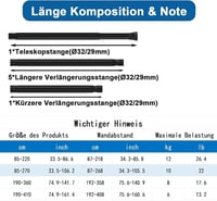 Aiitomg Zuhanyfüggöny Rúd Fúrás Nélkül 85-265cm Fehér Állítható 2
