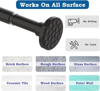 Galerie pentru perdea de duș Aiitomg fără găurire, suport telescopic cu fixare prin presiune, negru, 85-220 cm, 32 mm, pentru baie și dormitor 4