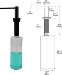 AIKE AK1052 Beépíthető Mosogatószer Adagoló 500ml - Rozsdamentes Acél Pumpás Mosogatófolyadék Adagoló Konyhai Mosogatóhoz, Fekete - Black 7