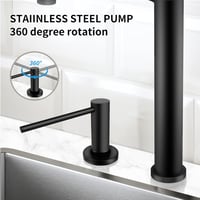 AIKE AK1052 Beépíthető Mosogatószer Adagoló 500ml - Rozsdamentes Acél Pumpás Mosogatófolyadék Adagoló Konyhai Mosogatóhoz, Fekete - Black 5