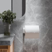 Suport pentru hârtie igienică Aikzik alb din oțel inoxidabil, cu montare fără găurire, adeziv pentru baie 4