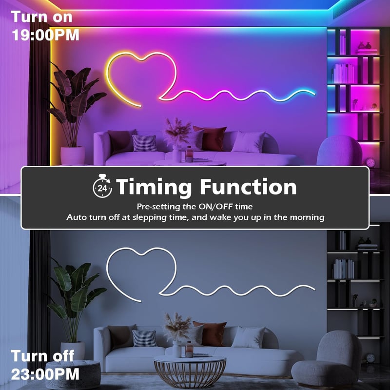 AILBTON 30m LED Neon Rope Light RGB App/Távirányító Vezérlés Flexibilis