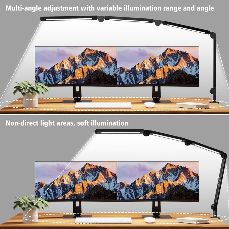 AILBTON LED asztali lámpa klipsz, 4 szekció, 3 fényforrás, 4 színhőmérséklet