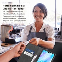 Kožené vyklápacie puzdro Ailicici pre Huawei P30 Lite s RFID blokovaním, držiakom na karty, stojanom a ochrannou fóliou, nárazuvzdorné puzdro typu holster 3