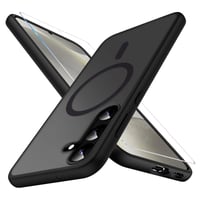 Ailicici puzdro na Samsung Galaxy S24 s MagSafe a ochranou displeja, magnetický matný čierny kryt na telefón s tvrdou zadnou časťou odolnou voči odtlačkom prstov, kompatibilné s 5G 1