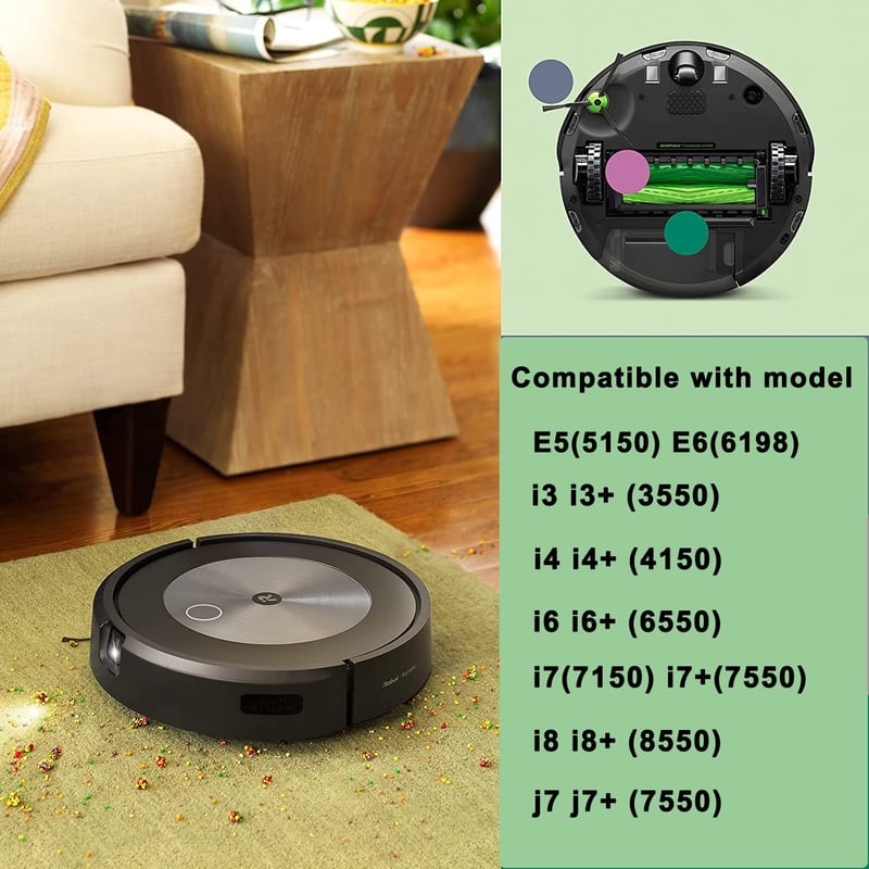 AiLomey 4 darabos hengerkefe készlet iRobot Roomba i7 i3 i4 i6 i8 j7 E5 E6 E7 porszívó robothoz, gumi kefe alkatrész csere