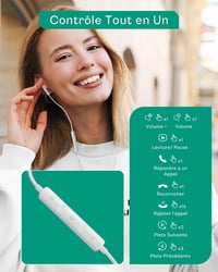 AILZPXX 3,5 mm Jack Fülhallgató Mikrofonnal és Hangerőszabályzóval - Vezetékes Headset iPhone, Samsung, iPad, Xiaomi, Huawei Készülékekhez 2