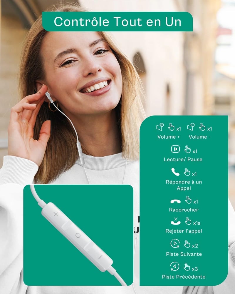 AILZPXX 3,5 mm Jack Fülhallgató Mikrofonnal és Hangerőszabályzóval - Vezetékes Headset iPhone, Samsung, iPad, Xiaomi, Huawei Készülékekhez