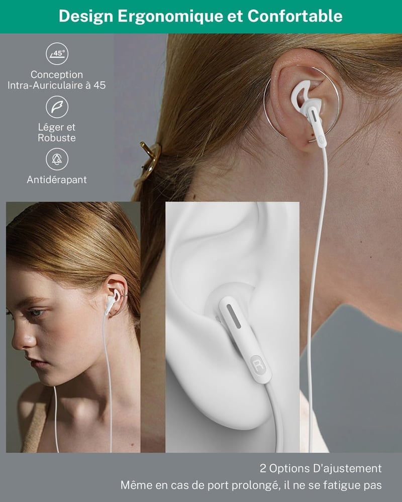 AILZPXX 3,5 mm Jack Fülhallgató Mikrofonnal és Hangerőszabályzóval - Vezetékes Headset iPhone, Samsung, iPad, Xiaomi, Huawei Készülékekhez
