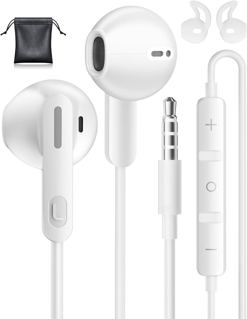AILZPXX 3,5 mm Jack Fülhallgató Mikrofonnal és Hangerőszabályzóval - Vezetékes Headset iPhone, Samsung, iPad, Xiaomi, Huawei Készülékekhez