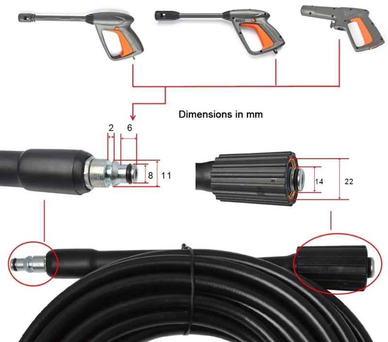 AIM Tools Nyomásmosó Pisztoly Bosch-hoz Gyorscsatlakozóval és 5m Mosócsővel