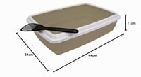 Otvorená toaleta pre mačky Aimé s okrajom a lopatkou, sivohnedá (taupe), 44x34x11 cm – ľahko čistiteľná plastová toaleta pre mačky 4