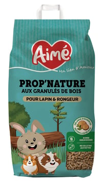 Podstielka z drevených peliet Aimé Prop'Nature pre malé zvieratá 10 l – pre králiky, morčatá, škrečky a myši, vydrží až 6 týždňov 1
