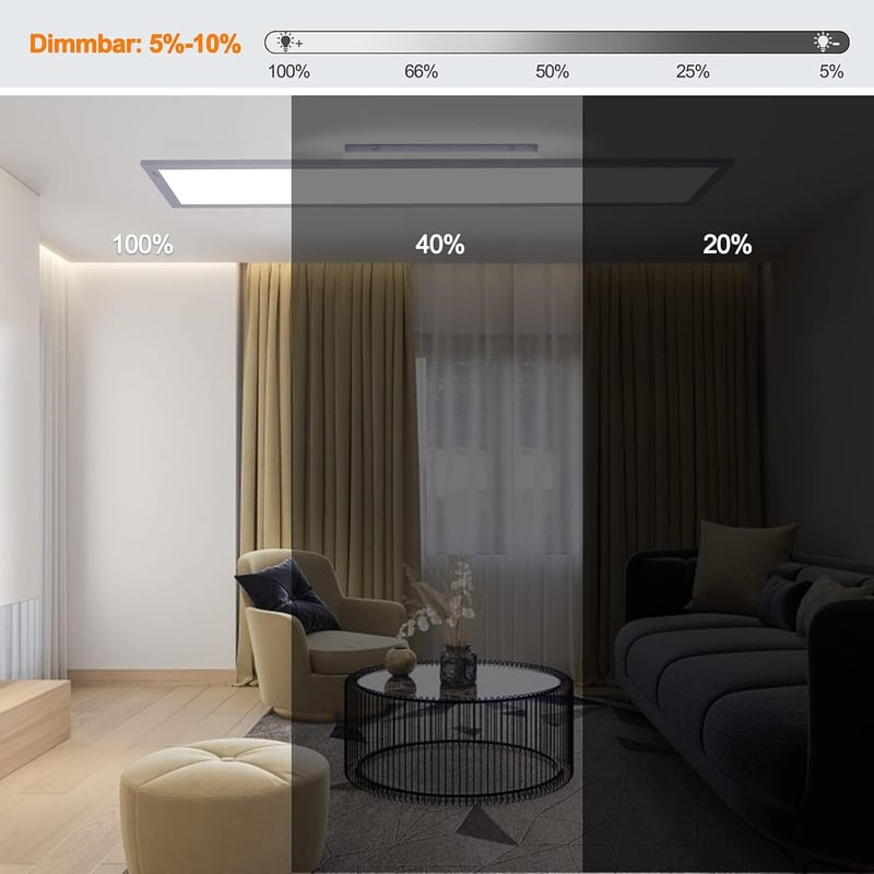 Aimosen LED Mennyezeti Lámpa 100x25cm, 40W Ultravékony, Szabályozható Fényerő, 2700K-6500K Állítható Színhőmérséklet, Távirányítós
