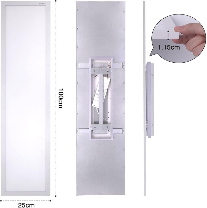 Aimosen LED Mennyezeti Lámpa 100x25cm, 40W Ultravékony, Szabályozható Fényerő, 2700K-6500K Állítható Színhőmérséklet, Távirányítós