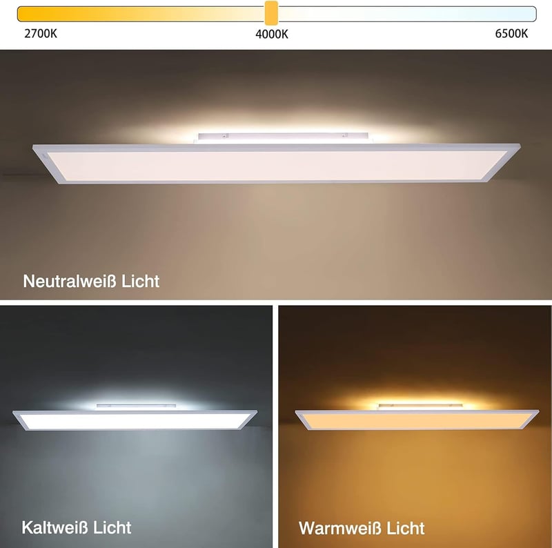 Aimosen LED Mennyezeti Lámpa 100x25cm, 40W Ultravékony, Szabályozható Fényerő, 2700K-6500K Állítható Színhőmérséklet, Távirányítós