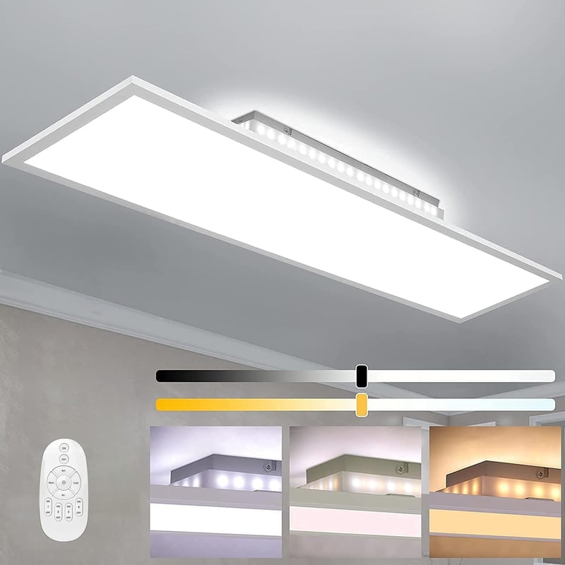 Aimosen LED Mennyezeti Lámpa 100x25cm, 40W Ultravékony, Szabályozható Fényerő, 2700K-6500K Állítható Színhőmérséklet, Távirányítós