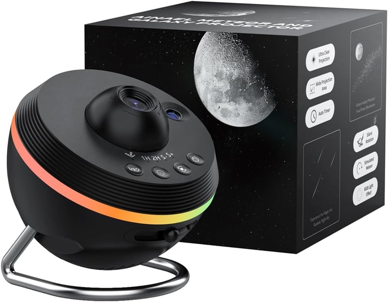 Ainael Csillagos Égbolt Projektor - Galaxis Planetárium LED Éjszakai Fény Meteor Effekttel, 180° Forgatható, Hálószobába, Gyerekeknek és Fel