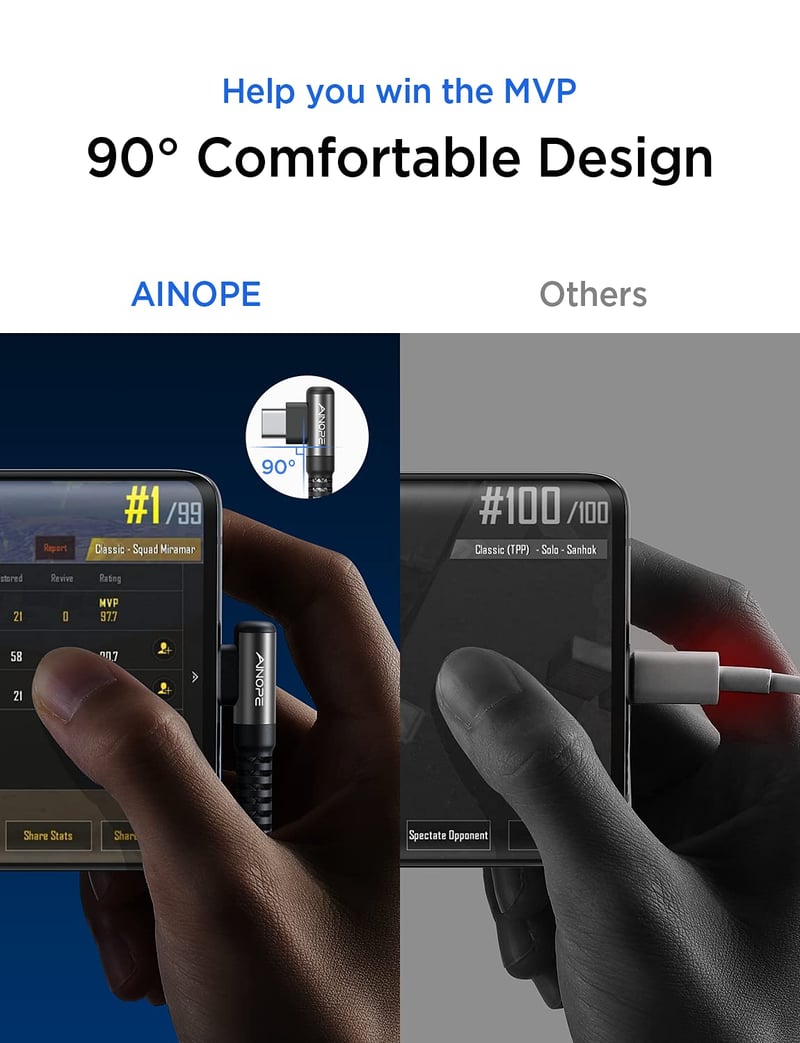 AINOPE USB-C kábel 60W 3m 2 darab fekete gyorstöltéshez