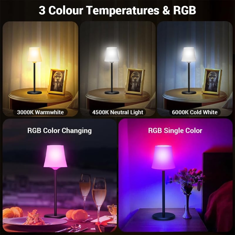 Ainostone Vezeték nélküli asztali lámpa 2db RGB dimmelhető érintésvezérlés