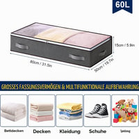 Set de 4 genți de depozitare AIOR pentru sub pat, cu fereastră transparentă, 60 L, organizator pliabil pentru haine și pături, 80x50x15 cm 2