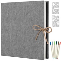 Album foto autoadeziv AIOR, album tip scrapbook mare cu copertă din pânză, stil retro, 60 de pagini albe, cadou pentru aniversare sau ziua de naștere, 33x32 cm, gri 1