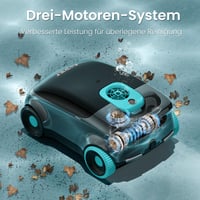 AIPER Scuba E1 Bezdrôtový robotický vysávač do bazéna, na batériu, max. 100 m², prevádzková doba 100-130 minút, systém s 3 motormi, duálny 4