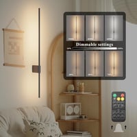 Aipsun set 2 aplice LED cu baterii și telecomandă, negru, 100 cm, 10000mAh, 6W, 3 temperaturi de culoare, temporizator, pentru living, dormitor, hol 5