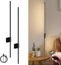 Aipsun set 2 aplice LED cu baterii și telecomandă, negru, 100 cm, 10000mAh, 6W, 3 temperaturi de culoare, temporizator, pentru living, dormitor, hol 1