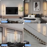 Aipsun set 2 aplice LED cu baterii și telecomandă, negru, 100 cm, 10000mAh, 6W, 3 temperaturi de culoare, temporizator, pentru living, dormitor, hol 2