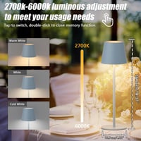 Aipsun 2 db-os, szabályozható LED újratölthető asztali lámpa, kék, 6000mAh, vezeték nélküli asztali lámpa, meleg fehér (2700k-6000k), IP54, kültéri LED asztali lámpa éttermekbe, hálószobákba, bárokba 4