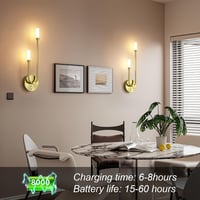Aipsun 2 db vezeték nélküli LED fali lámpa beltéri arany 8000 mAh 8 W 550 lm 3000 K dimmelhető érintés lépcsőhöz hálószobába nappaliba 6