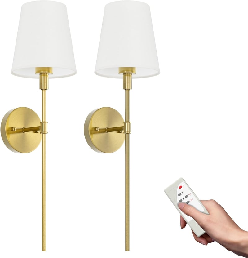 Aipsun 5500 mAh toltheto vezetek nelkuli falilampa taviranyitoval, arany, 2 db dimmelheto belteri lampa