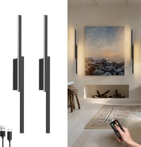 Aipsun Vezeték Nélküli LED Fali Lámpa 2db, Távirányítós, 6000mAh USB-C Tölthető, 60cm, Fekete, 3 Színhőmérséklet, Időzítő, Modern - 2 Stück-100CM, Black 1