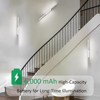 Aipsun Vezeték Nélküli LED Fali Lámpa Távirányítóval - 60 cm Fehér Alumínium, USB-C Tölthető, 3 Színhőmérséklet, Időzítő, 2 db Szett 6
