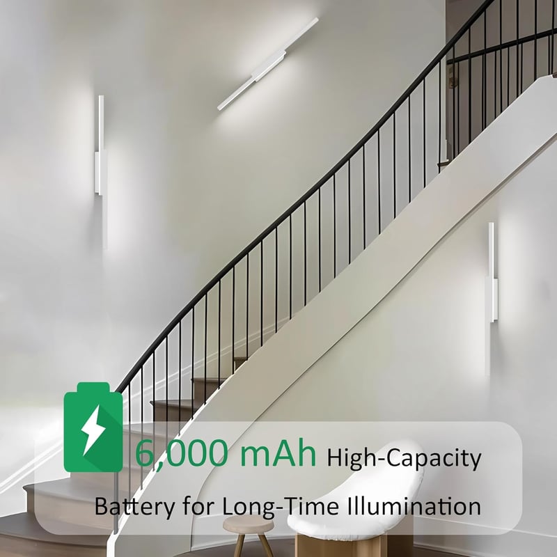Aipsun Vezeték Nélküli LED Fali Lámpa Távirányítóval - 60 cm Fehér Alumínium, USB-C Tölthető, 3 Színhőmérséklet, Időzítő, 2 db Szett