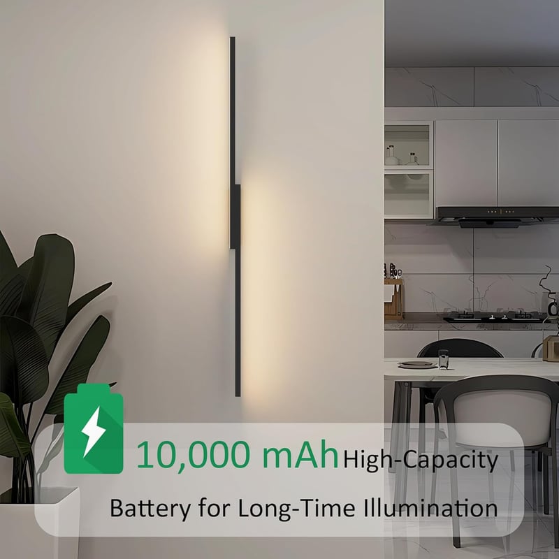 Aipsun Wireless LED fali lámpa távirányítóval, 10000 mAh USB-C, 100 cm, fekete, 2 db