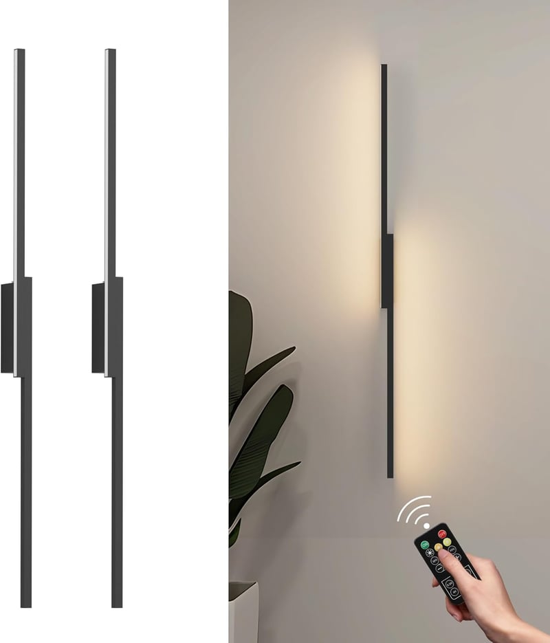 Aipsun Wireless LED fali lámpa távirányítóval, 10000 mAh USB-C, 100 cm, fekete, 2 db