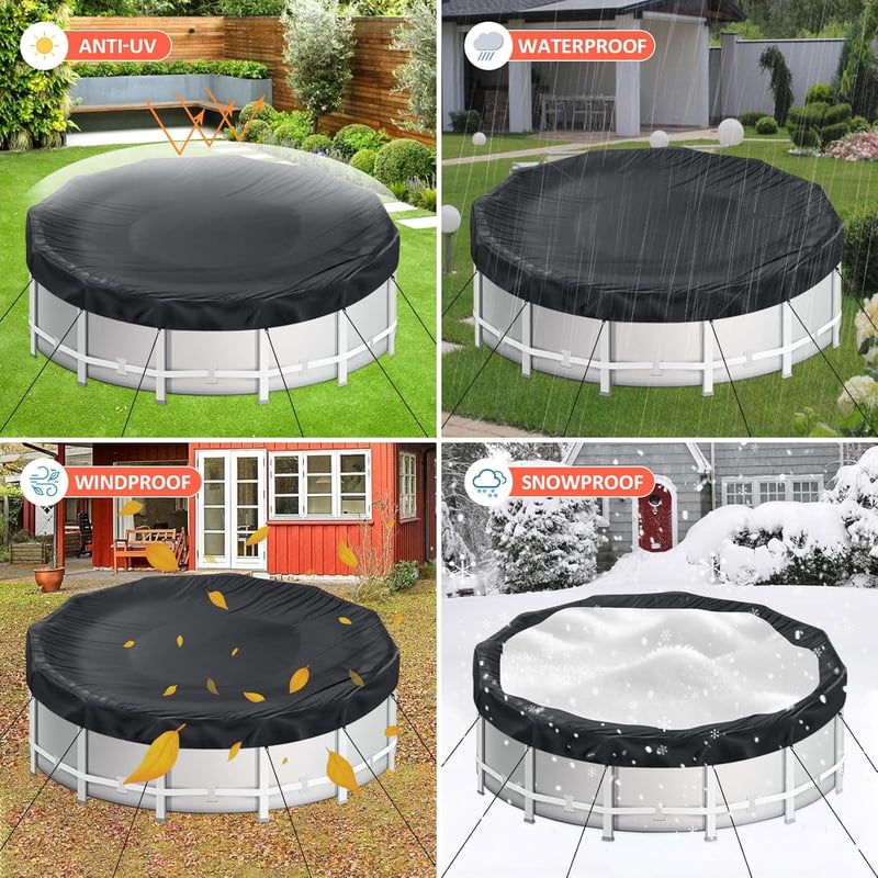 Aipwerer kerek medence takaró 460-488 cm, 493 cm átmérő, nyári-téli használat, 420D Oxford szövet - 493x30cm für 460-488cm, Diameter 280 x 20 cm