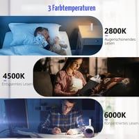 AiQInu LED svjetlo za čitanje s kopčom, USB punjiva lampa za čitanje u krevetu, 3 temperature boje i 5 razina svjetline, prijenosna lampa za knjige 3