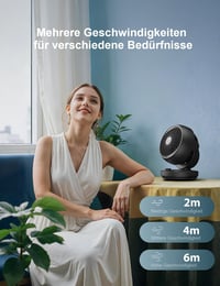 Tichý stolný ventilátor AirEase 22 dB, 3D turbo cirkulátor vzduchu, 3 rýchlosti, sklon 100°/90°, do spálne, kancelárie, obývačky do 21 m², čierny 6