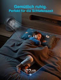 Tichý stolný ventilátor AirEase 22 dB, 3D turbo cirkulátor vzduchu, 3 rýchlosti, sklon 100°/90°, do spálne, kancelárie, obývačky do 21 m², čierny 5