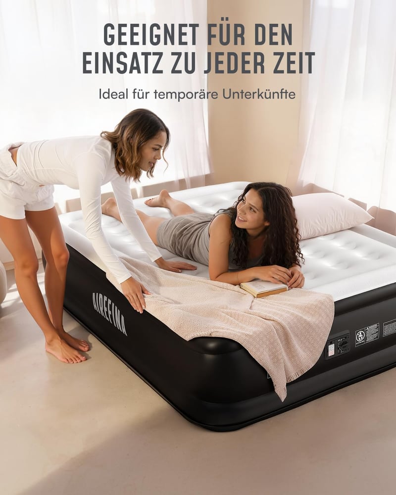 Airefina 2 személyes öntöltő felfújható légágy beépített pumpával, 3 perc alatt, kemping és vendégágy 203 x 152 x 46 cm