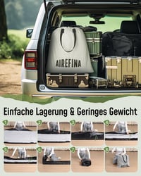 Airefina Felfújható Matrac 2 Személyes - Beépített Pumpás Légágy Kempinghez, Vendégágynak - Hordozható Fekete Légmatrac Táskával, 203x152x33 6