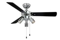 Stropni ventilator sa svjetiljkom AireRyder Cyrus, tih, s poteznim prekidačem, dizajn od sjajnog kroma, reverzibilne lopatice u crnoj/srebrnoj boji, promjer 107 cm 1