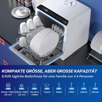 AIRMSEN Asztali Mosogatógép 5+1 Program LED Kijelző Fehér-Fekete 6