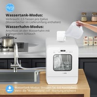AIRMSEN Asztali Mosogatógép Mini 37x50cm Víztartállyal 9 Program 360° Permetezés Fehér 5